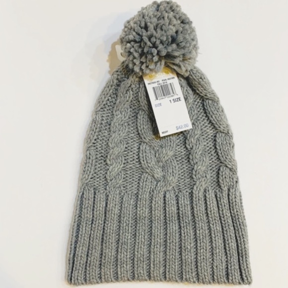 NWT - Michael Kors Grey Pom Pom Cable Knit Beanie - Picture 4 of 9